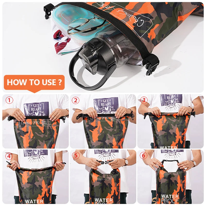 30L/15L Waterproof Dry Bags with Wet Separation Pocket - Backpack for Kayaking, Boating, Swimming, and Outdoor Sports, Model XAZ9