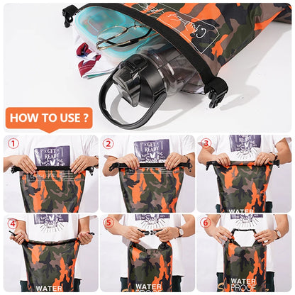 30L/15L Waterproof Dry Bags with Wet Separation Pocket - Backpack for Kayaking, Boating, Swimming, and Outdoor Sports, Model XAZ9