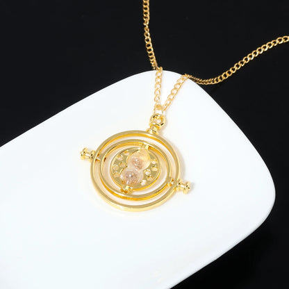 Classic Harry Potter Time-Turner Necklace - 360° Rotatable Hourglass Cosplay Pendant & Wizard Fan Gift