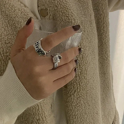 Personalized Girls' Open Ring – Retro Y2K English Letter Jewelry Accessory, 1/2pcs Party Gift