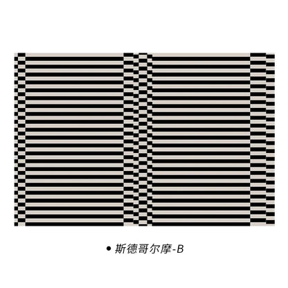 Black Stripe Plush Rug — Non-Slip Luxury Carpet for Living Room, Bedroom, Study, and Nordic Home Decor