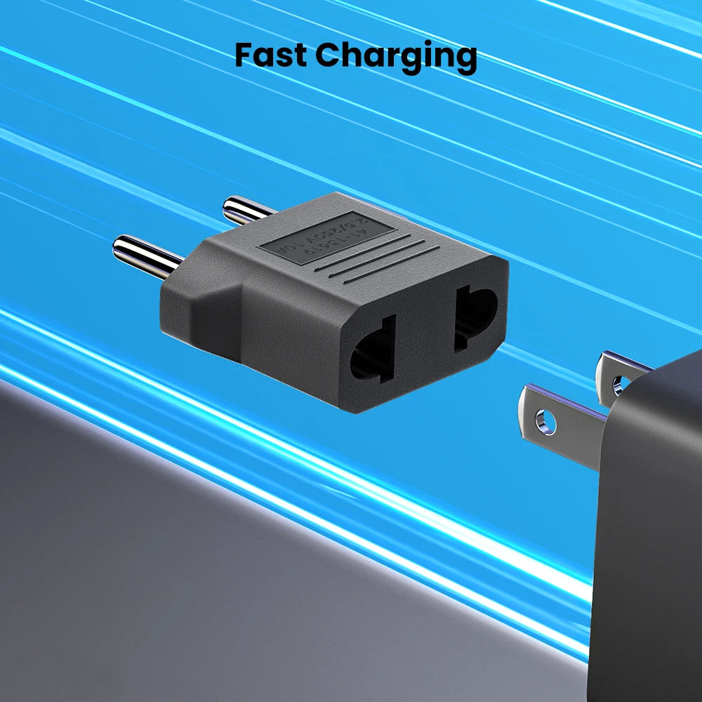 US to EU Plug Adapter - Universal Travel Power Converter for American, China & Korea Plugs 4.0/4.8mm