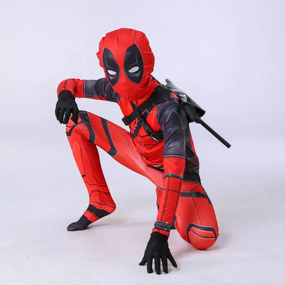 Deadpool Kids Halloween Cosplay Costume – Superhero Jumpsuit for Children