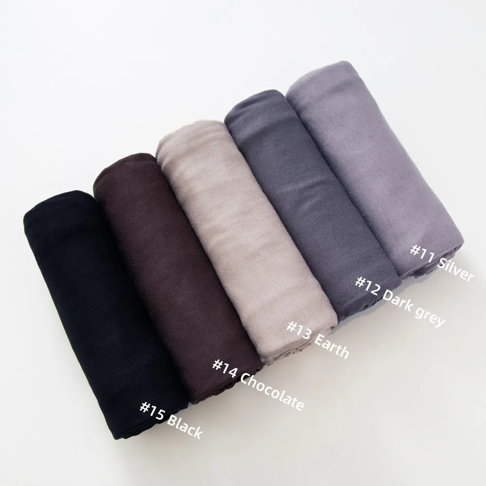 29 Color Jersey Hijab Scarf - Solid Cotton Stretch Muslim Head Wrap Turban Shawl