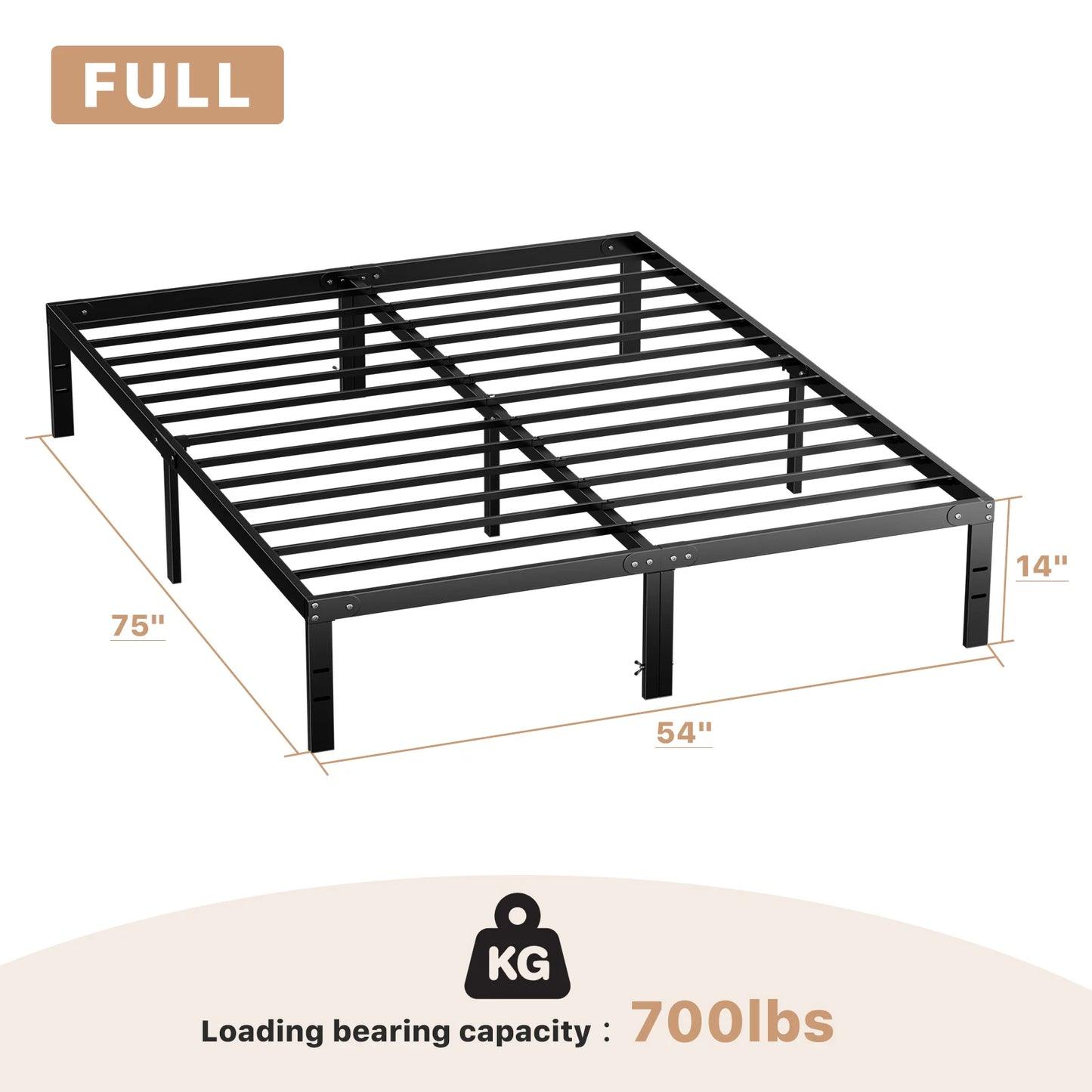 Metal Bed Frame with Storage – Twin, Full, Queen & King Size Platform with Steel Slat Support 350lbs