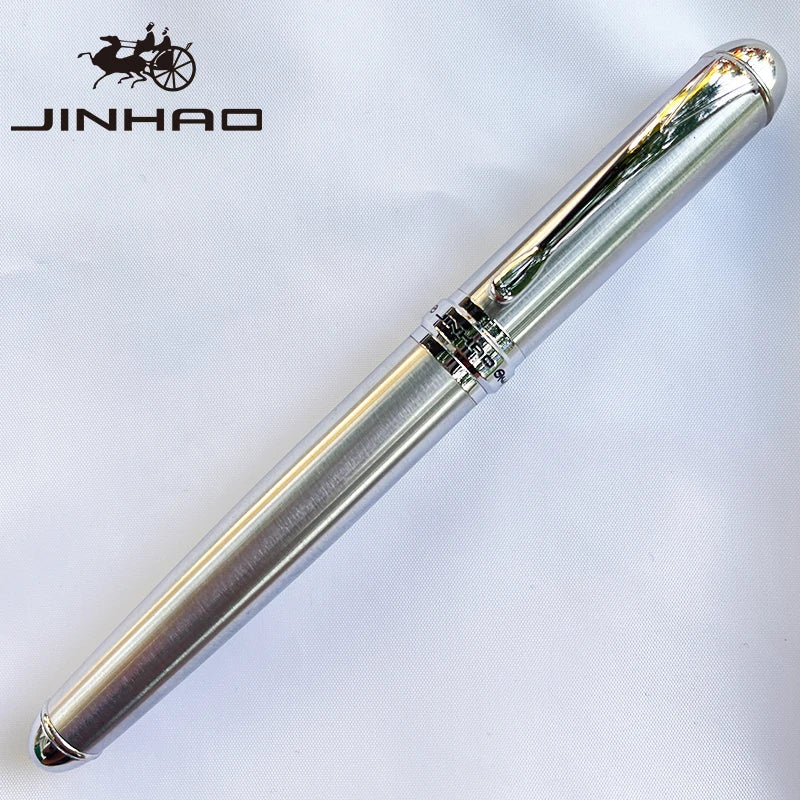 Jinhao X750 Fountain Pen Set - Medium Nib with Ink Converter, Silver Trim Calligraphy Writing Pen & Gift Set
