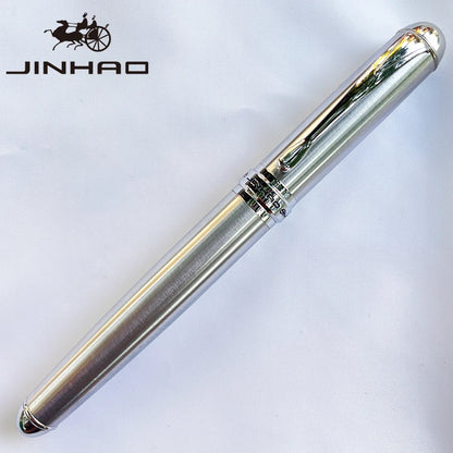 Jinhao X750 Fountain Pen Set - Medium Nib with Ink Converter, Silver Trim Calligraphy Writing Pen & Gift Set