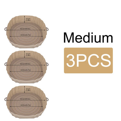 Reusable Air Fryer Silicone Pot & Baking Tray Set – 1/2/3PCS Silicone Basket for Pizza, Fried Chicken & Grill