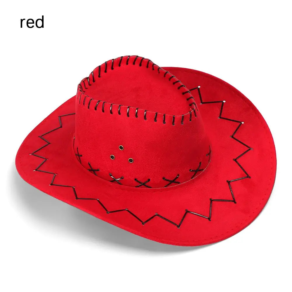 Western Cowboy Hat – Faux Leather Fedora for Men, Women & Kids, Wide Brim Beach & Travel Cap in Black, White & Pink