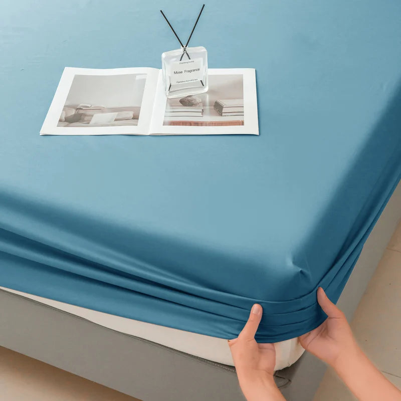Waterproof Fitted Bed Sheet – 360 Elastic Band Mattress Protector for Single, Double, King & Queen Size