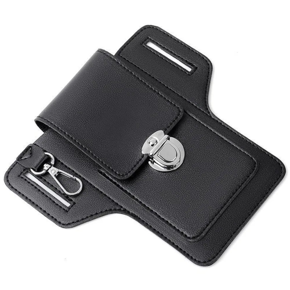 2024 Men’s Leather Belt Phone Waist Pack – Multifunctional PU Card & Key Organizer Portable Waist Bag Gift Idea