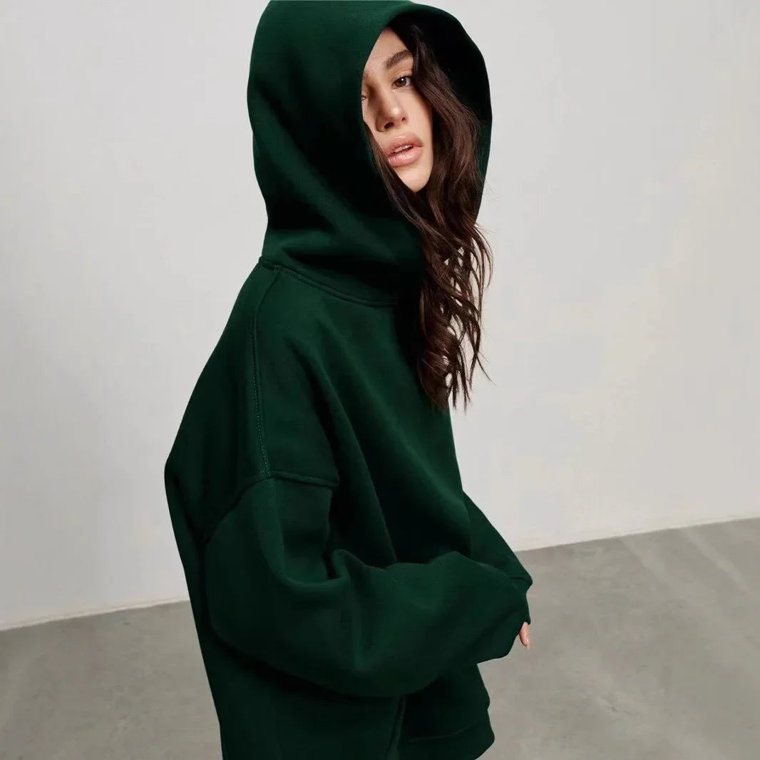 Oversized Hoodie Sweatshirt — Unisex Loose Fit, Drop Shoulder, Cuffed Sleeve Winter Casual Sportswear