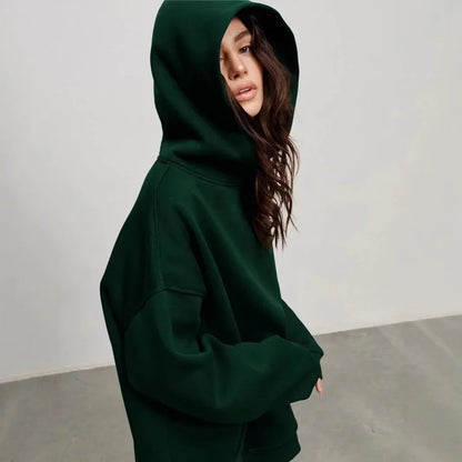 Oversized Hoodie Sweatshirt — Unisex Loose Fit, Drop Shoulder, Cuffed Sleeve Winter Casual Sportswear