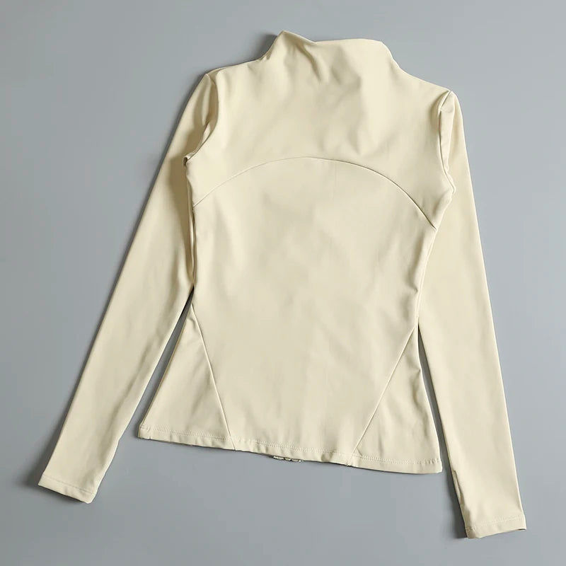 New Yoga Wear Ladies Coat – High Elastic Loose Fitness Top, Long Sleeve Stand-Up Collar for Exercise