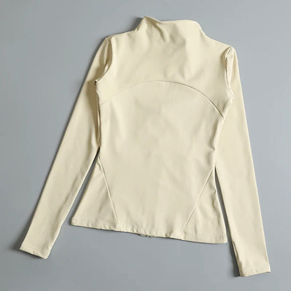 New Yoga Wear Ladies Coat – High Elastic Loose Fitness Top, Long Sleeve Stand-Up Collar for Exercise