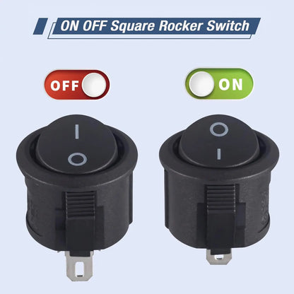 Mini Round Rocker Switches - 2-Pin On/Off 3A 250V 6A 125V Switches for RV, Car, Truck and Boat, 10/20PCS
