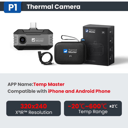 P1 Thermal Imager - USB-C 320×240 X³IR Infrared Camera for iPhone & Android, 25Hz, 600°C Temperature Range for Inspection