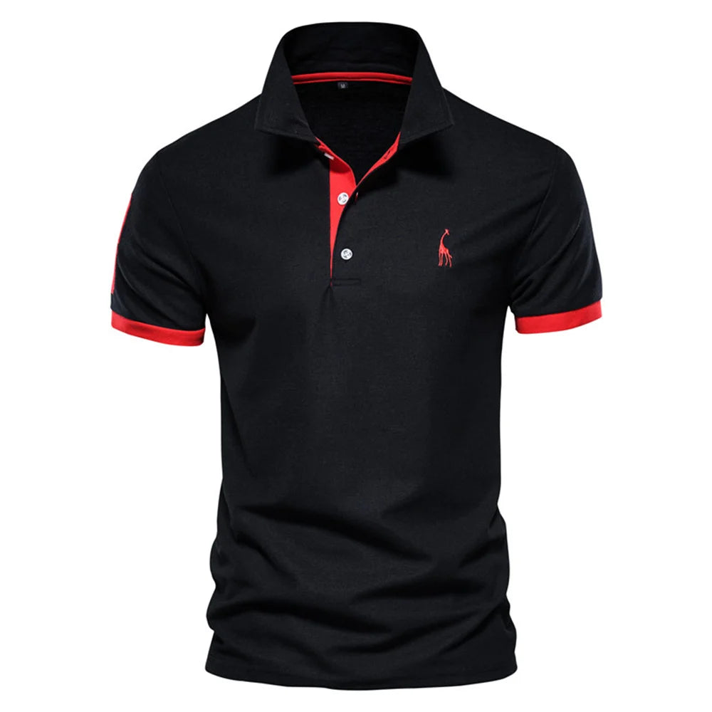 Men's Giraffe Embroidered Polo Shirt - Short Sleeve Casual Business Summer Top