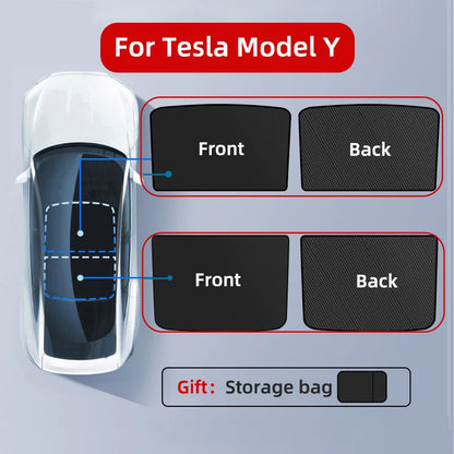 Upgraded Ice Cloth Buckle Sun Shades for Tesla Model 3 & Y (2021-2025) – Front & Rear Glass Roof Sunroof Skylight Covers
