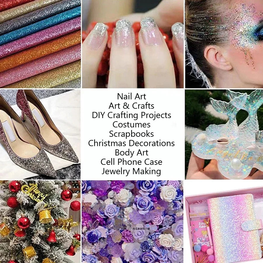 50g Fine Glitter Powder 0.2mm – Bulk Glitter for Nail Art, Body Art, Jewelry Making & DIY Festival Crafts