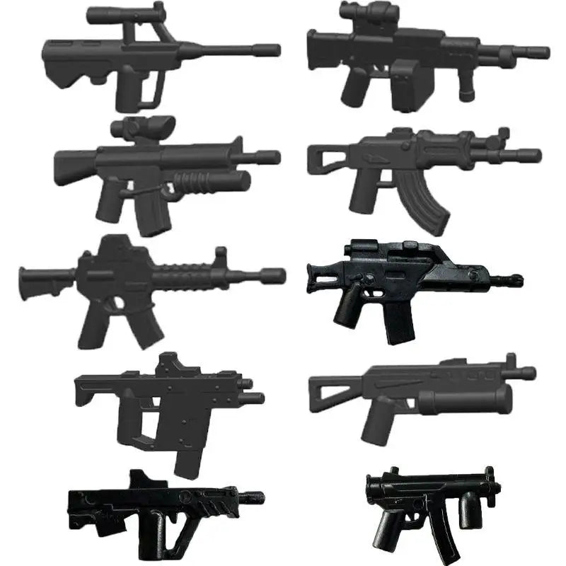 Military Building Blocks Soldier Set - Tactical Weapons Figures with Gatling Gun, Rifle, Mortar & Accessories Toy Kit