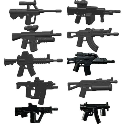 Military Building Blocks Soldier Set - Tactical Weapons Figures with Gatling Gun, Rifle, Mortar & Accessories Toy Kit