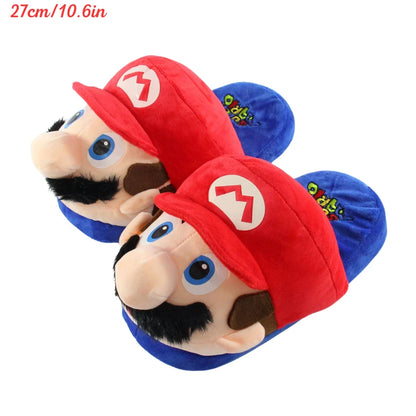 Kawaii Mario & Luigi Piranha Plant Plush Slippers — Cute Green Yoshi Anime Soft Stuffed Dolls, Birthday Gift