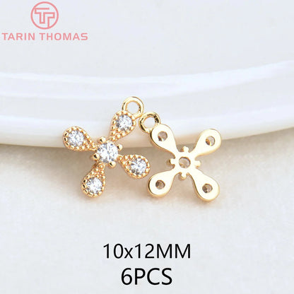 24K Champagne Gold Cross Charms - Small Brass DIY Jewelry Pendants & Craft Accessories