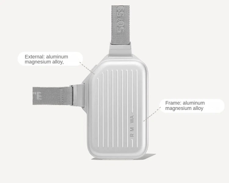 2025 RMWA Light Luxury Single-Shoulder Crossbody Bag — Vertical Aluminum-Magnesium Alloy Travel Bag, Silver Stylish Luggage