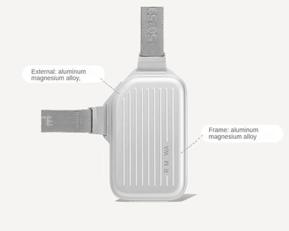 2025 RMWA Light Luxury Single-Shoulder Crossbody Bag — Vertical Aluminum-Magnesium Alloy Travel Bag, Silver Stylish Luggage