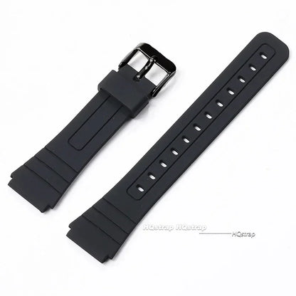 18mm Silicone Rubber Watch Strap for Casio - Soft Black Replacement Band for W800H, A158, A168, AE-1200, AE-1300, SGW-400, F91W, F84, F105W and F108W