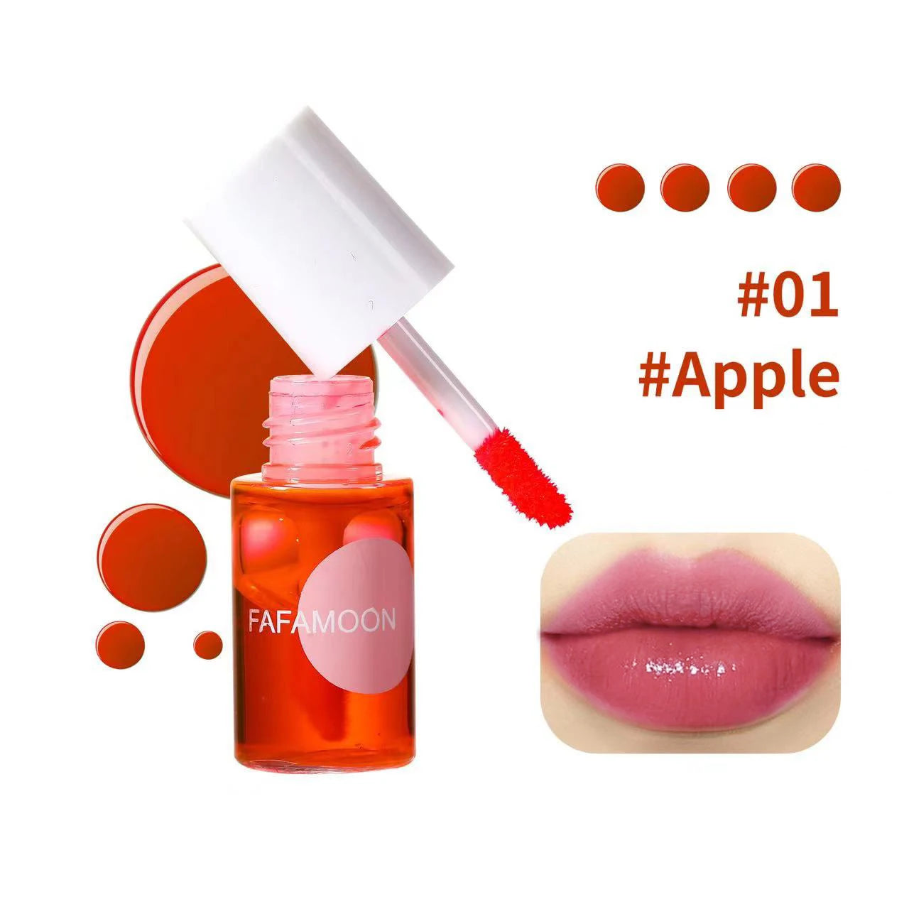 4-Color Fruity Lip Tint – Moisturizing, Waterproof, High-Pigment Liquid Lip Gloss, Non-Stick & Long-Lasting