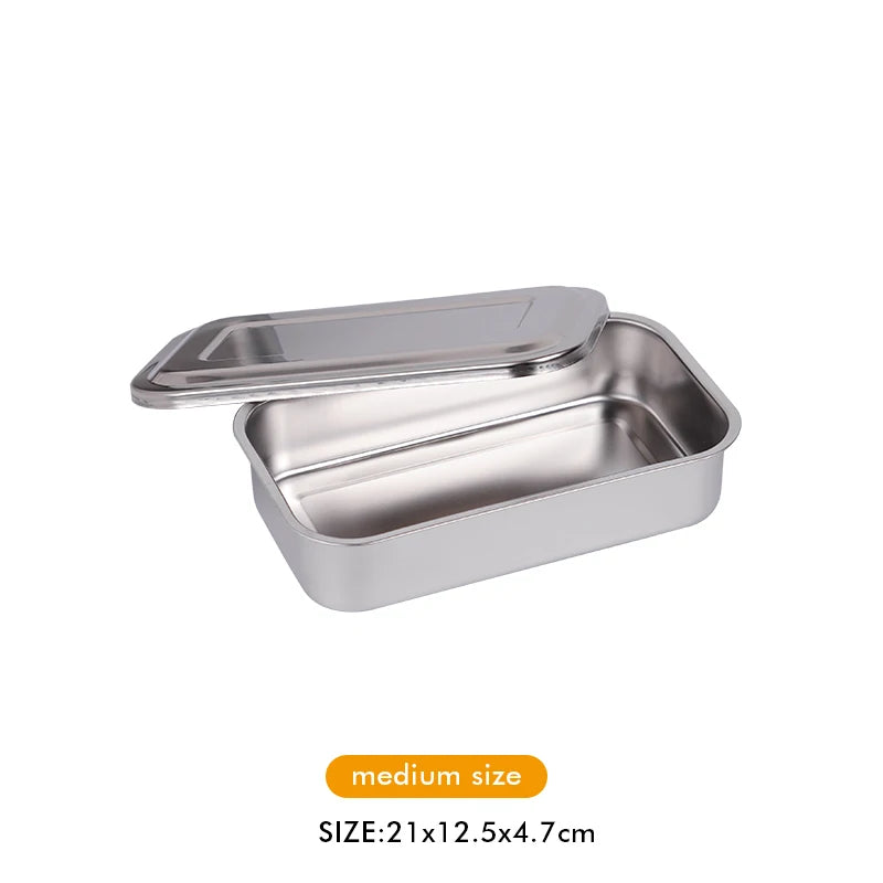 Stainless Steel Dental Instrument Tray with Lid – Medical Sterilization & Disinfection Container for Surgical Tools