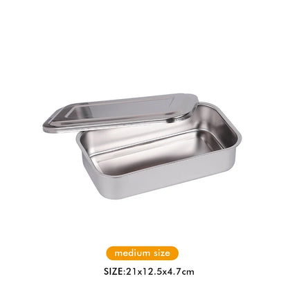 Stainless Steel Dental Instrument Tray with Lid – Medical Sterilization & Disinfection Container for Surgical Tools