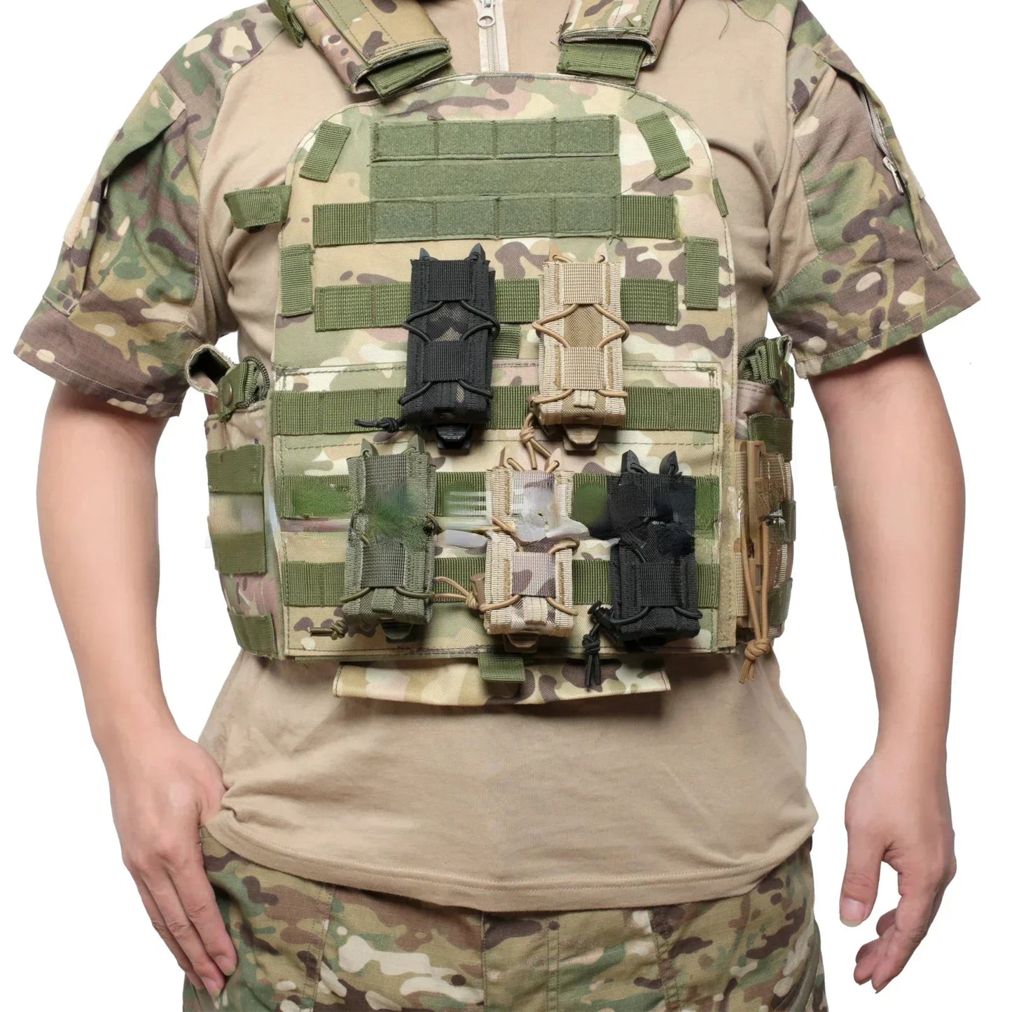 Tactical Molle Magazine Pouch - 9MM Pistol Mag & Flashlight Holder