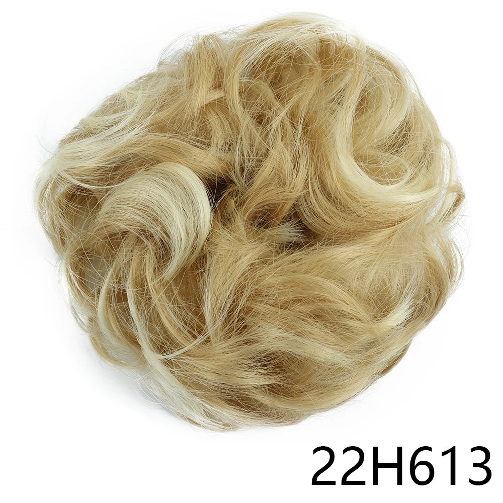 Synthetic Wavy Hair Bun Wig – Elastic Rubber Scrunchie Curly Ponytail Hair Extension for Ladies