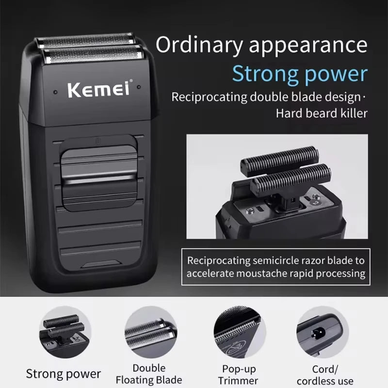 Kemei Professional Hair Clipper Kit – KM-2296, KM-2299, KM-1102 Electric Shaver & Cordless Trimmer for Men’s Hair Cutting