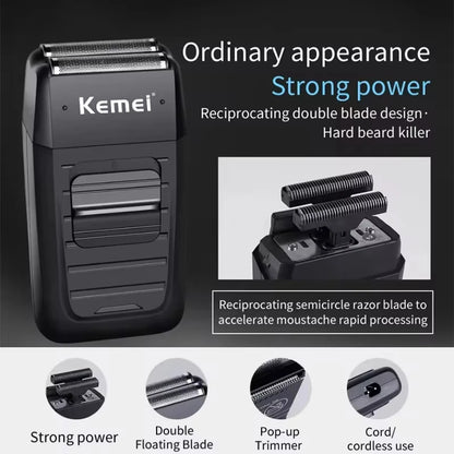 Kemei Professional Hair Clipper Kit – KM-2296, KM-2299, KM-1102 Electric Shaver & Cordless Trimmer for Men’s Hair Cutting