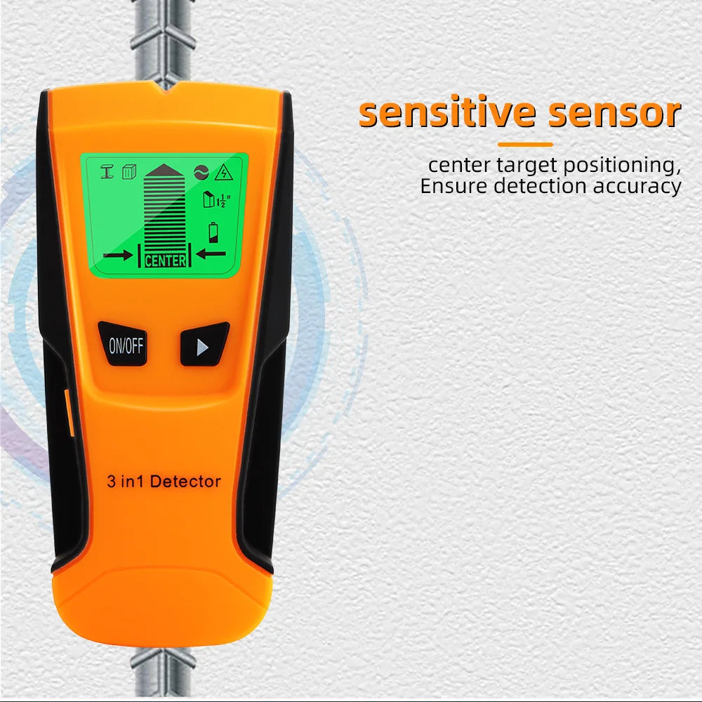 3-in-1 Wall Metal Detector – Professional Deep Scan for Metal, Wood Studs, AC Voltage & Live Wires