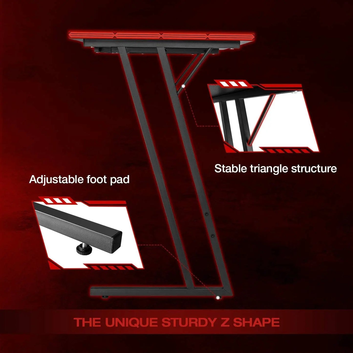 PC Gaming Desk with Large Monitor Riser – L-Shaped Corner Desk, Sturdy Writing Workstation for Office & Computer