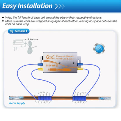 Electronic Water Descaler System - Salt-Free Hard Water Conditioner with Alloy Shell for Home Water Treatment