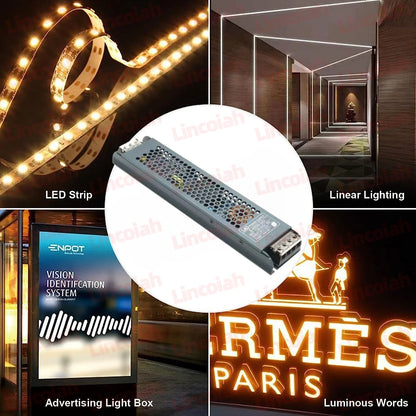 LED Power Supply Adapter - DC 12V 24V Transformer Driver for 60W-400W Lighting Systems