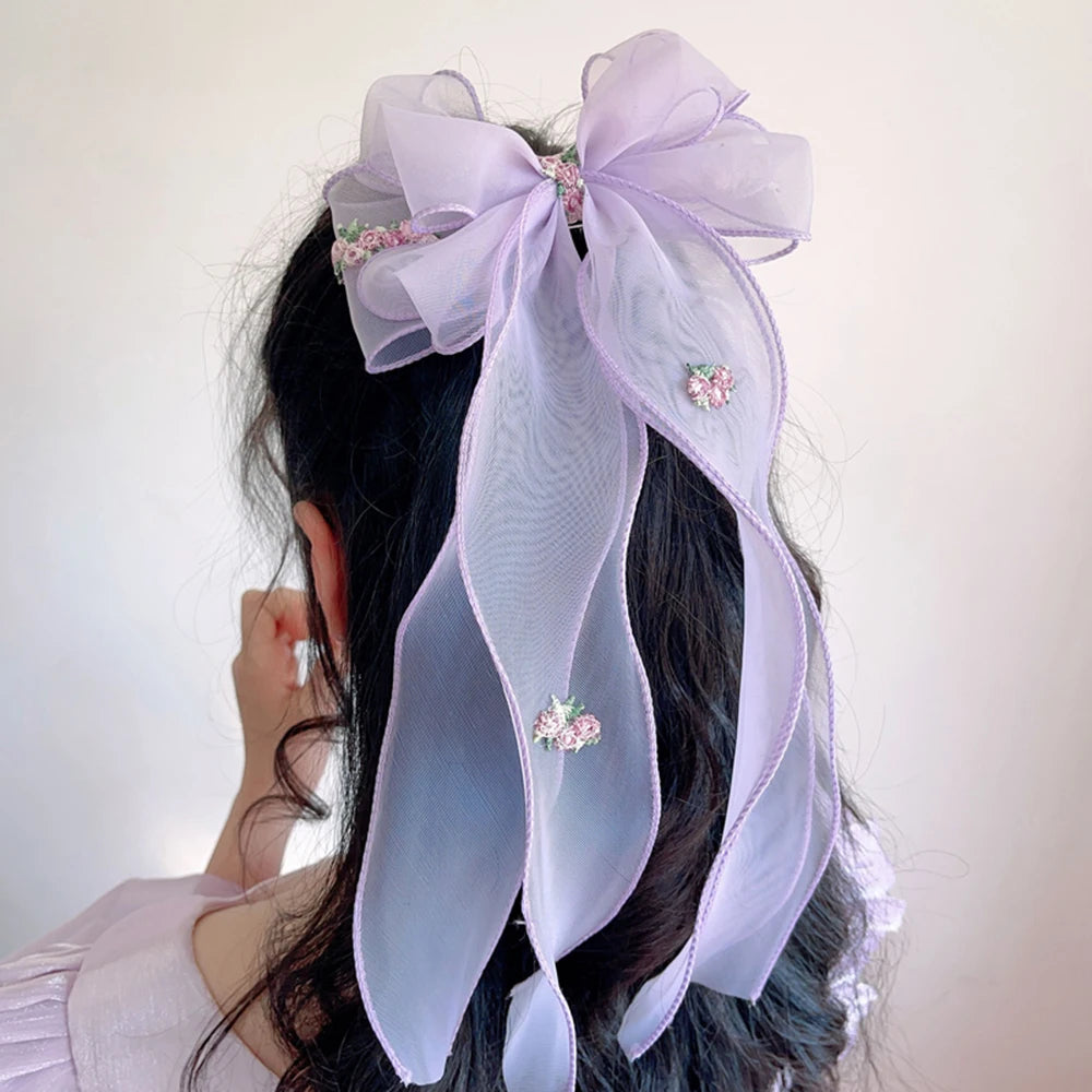 Kids Floral Braided Hair Clip - Princess Embroidered Hair Accessory for Girls’ Ponytail & Stylish Hairstyles
