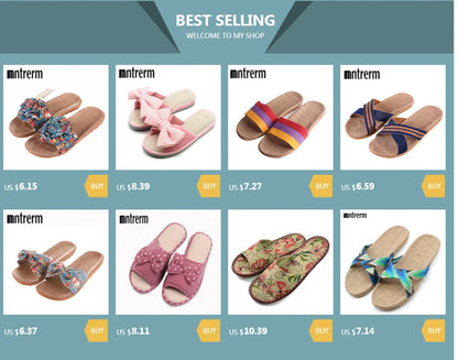 Mntrerm 2024 Women's Casual Linen Slippers – Soft Indoor Flats with Bow-Knot, Cute Summer Home Sneakers