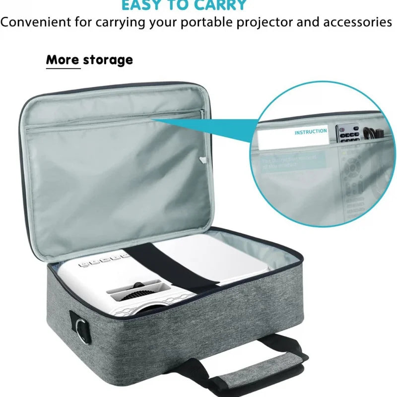 Universal Projector Storage Bag – Thickened Travel Case Handbag for Epson, BenQ & ViewSonic, Grey
