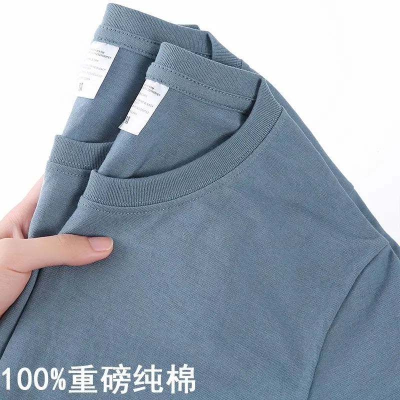 100% Cotton Unisex T-Shirt – Solid Color O-Neck Short Sleeve Tops for Men & Women, Summer Korean Loose Fit M-4XL