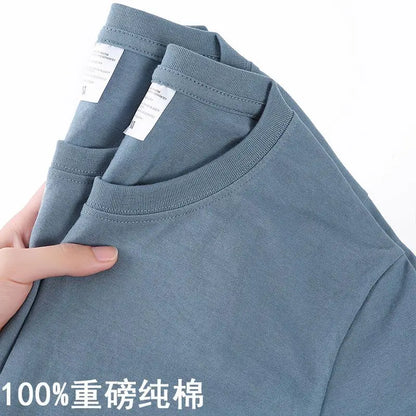 100% Cotton Unisex T-Shirt – Solid Color O-Neck Short Sleeve Tops for Men & Women, Summer Korean Loose Fit M-4XL