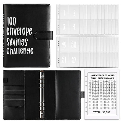 100 Envelopes Money Saving Challenge Binder – Password Lock Budget Organizer for Cash, Cost & Expense Management Notebook