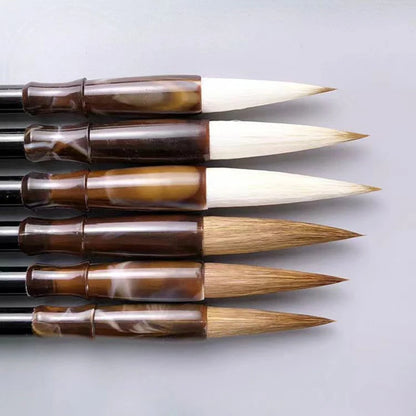 6PCS Chinese Calligraphy Brush Pen Set – Wool & Weasel Hair Brushes for Painting & Script Writing