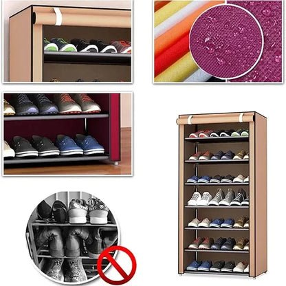 Multilayer Dustproof Shoe Storage Rack – Space-Saving Nonwoven Shoe Cabinet & Organizer for Home Furniture